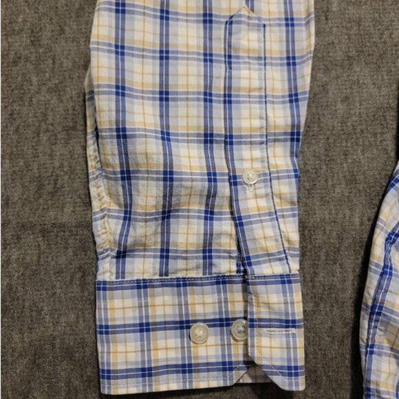 Banana Republic Blue and White Checkered Casual Button Down Shirt - Picture 9 of 12